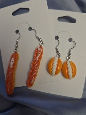 Earrings  Orange and White Novelty Earrings - (Bread) Set of 2 Pairs NWOT